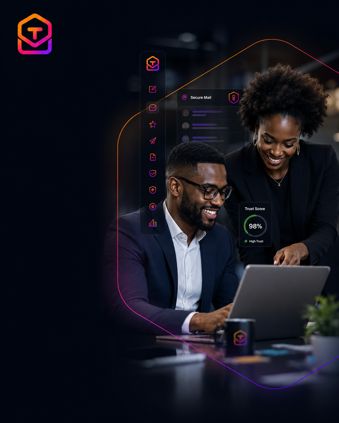 Black business professionals reviewing communication