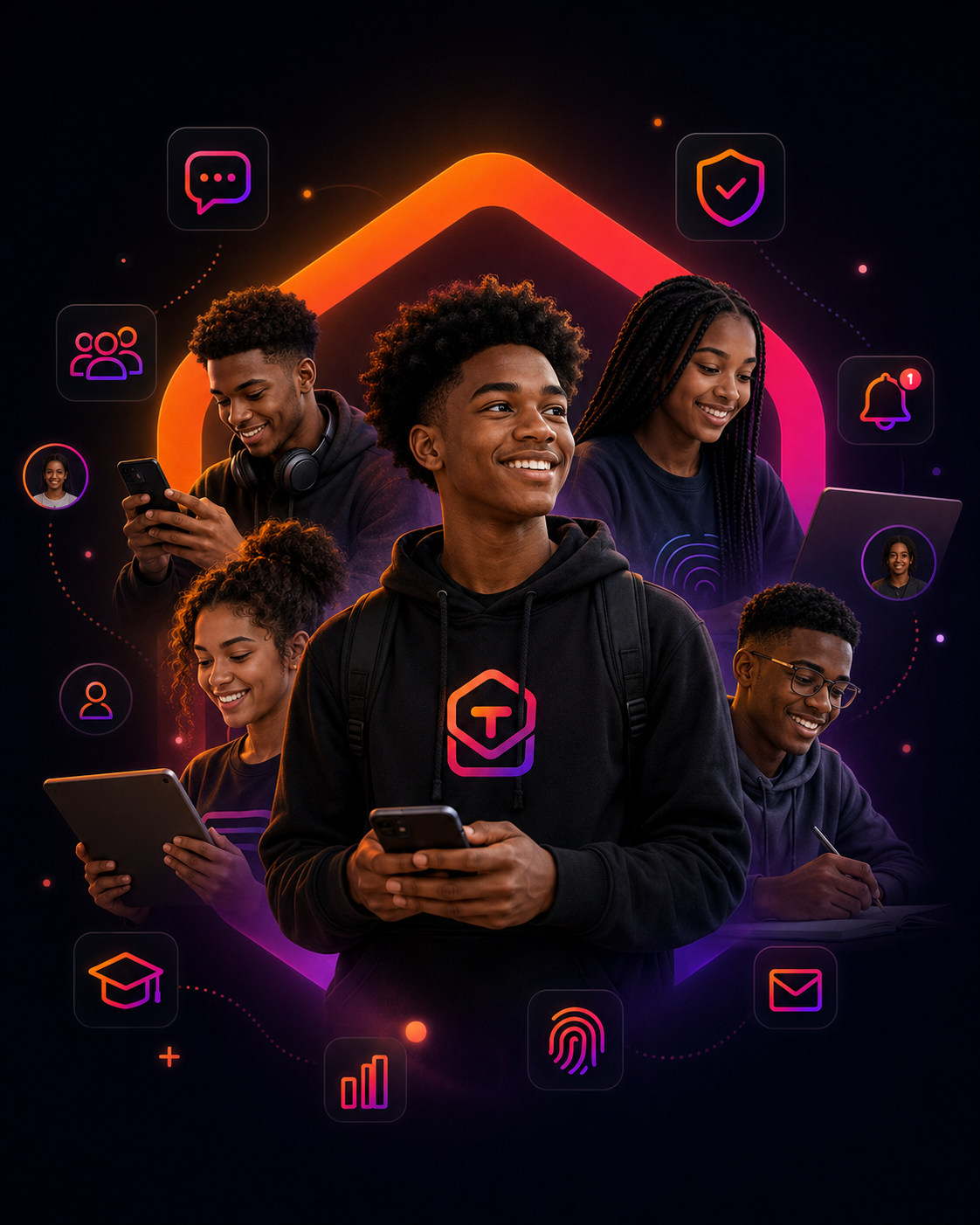 Youth Connect members using technology